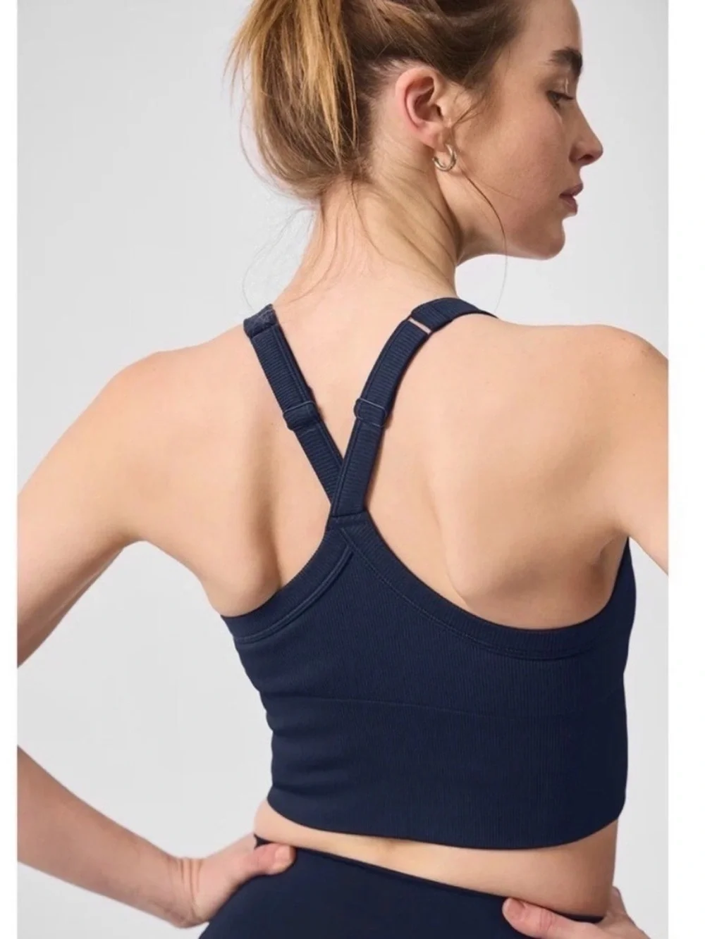 Alo Yoga Seamless Ribbed Favorite Bra Tank in Navy